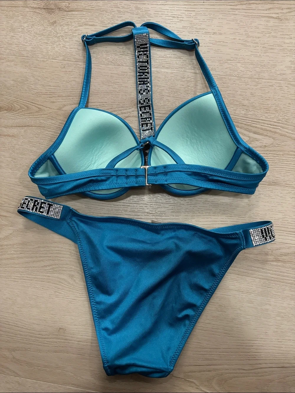 Rhinestone Strap Teal Bikini Set Victoria’s Secret - Picture 2 of 2